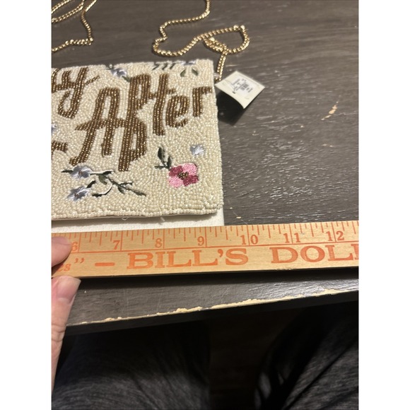 Francesca's Happily Ever After Beaded Clutch Bride Wedding Shower Handbag Purse - Picture 4 of 9